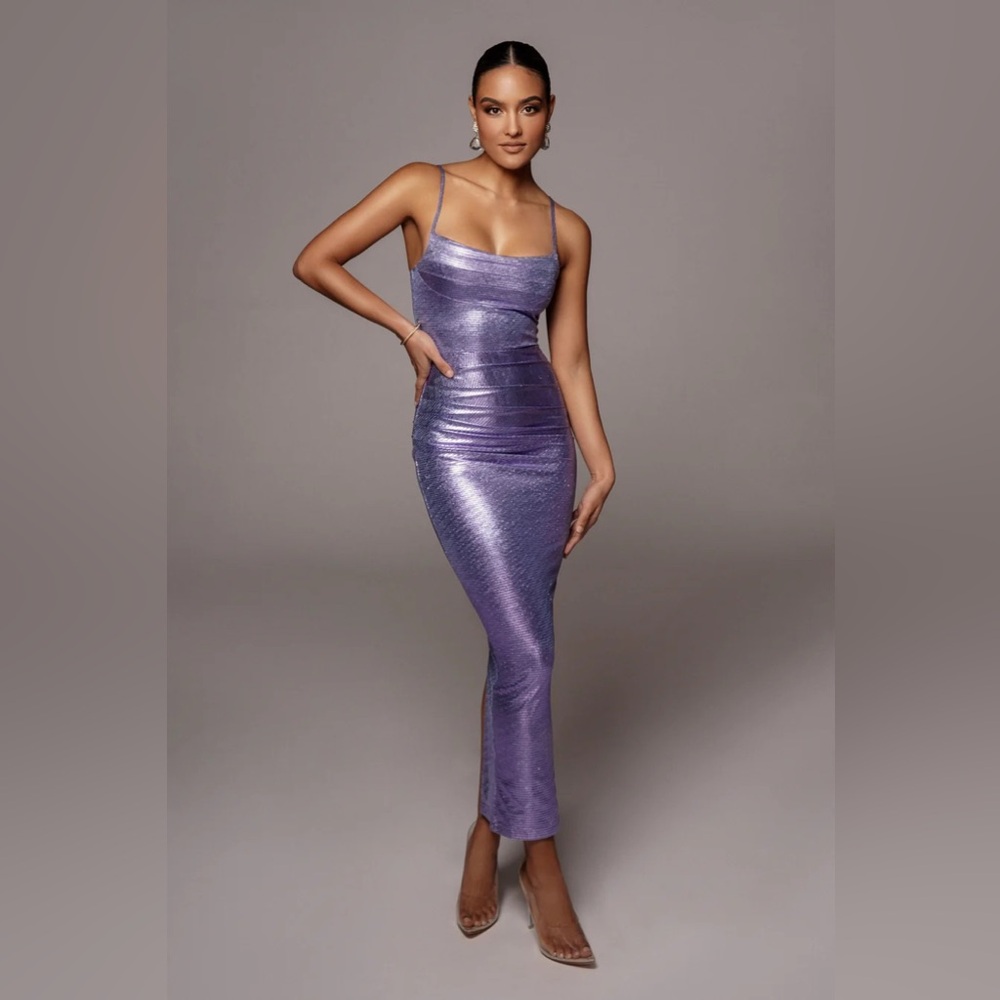 JLux Label PURPLE RUBI COWL NECK COCKTAIL DRESS -(M)
